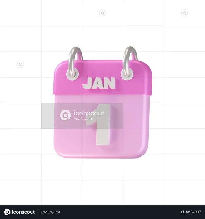 Primer calendario de enero  3D Icon