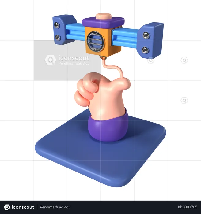 Printing Hand  3D Icon