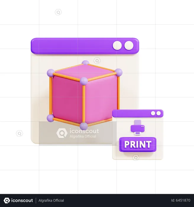 Printing Object  3D Icon