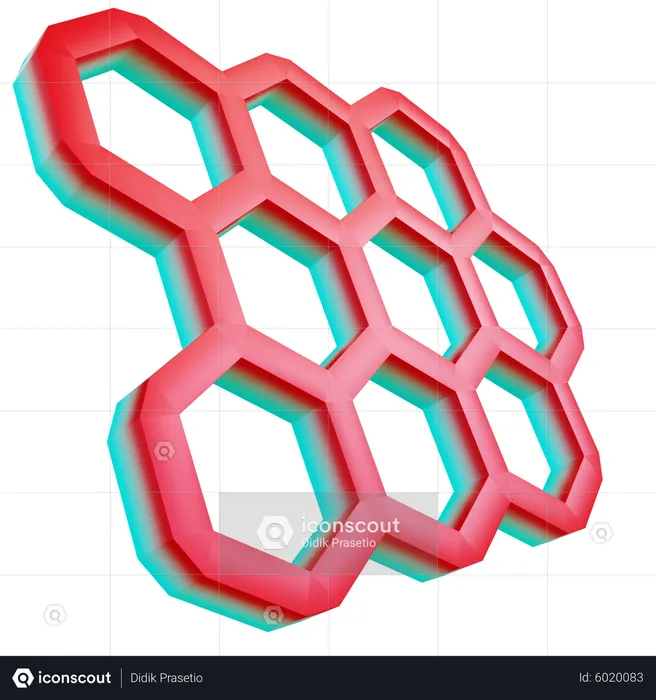 Prismas hexagonais  3D Icon