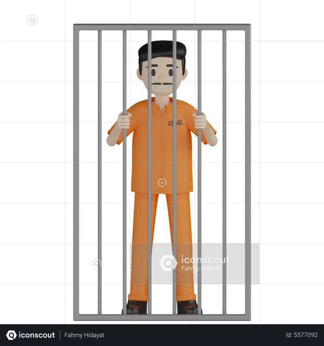 Prisoner In Cell  3D Illustration