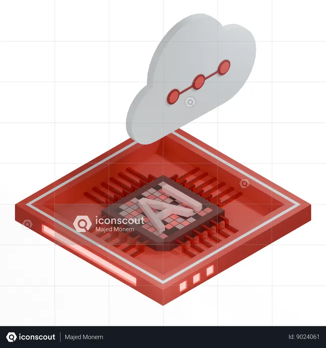 Procesador de arquitectura de chip de nube ai  3D Icon