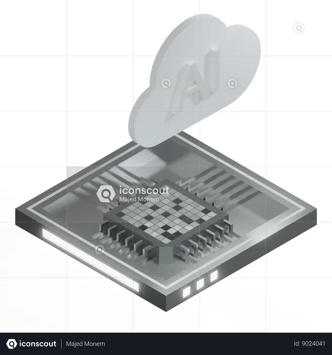 Procesador de arquitectura de chip de nube ai  3D Icon