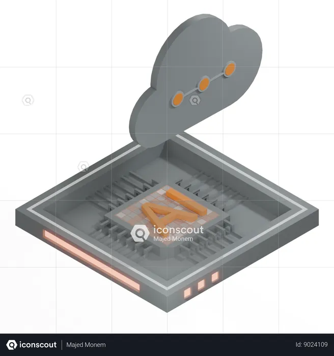 Procesador de arquitectura de chip de nube ai  3D Icon