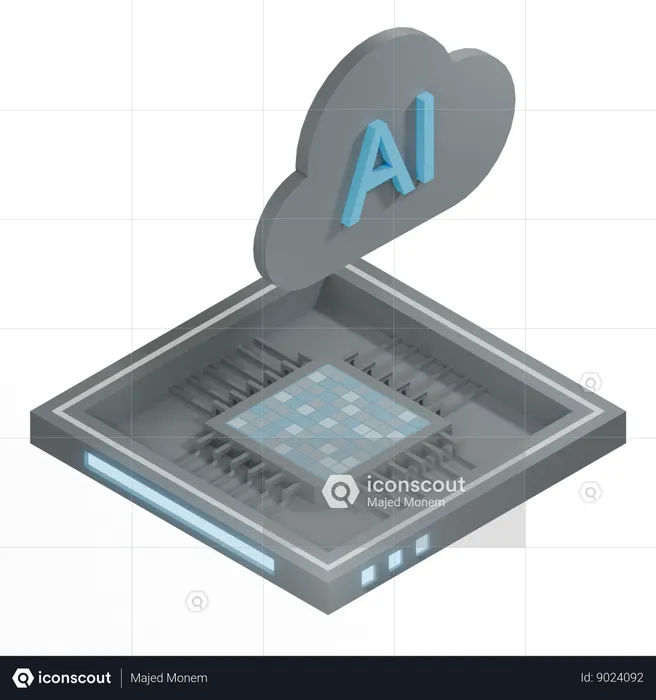 Procesador de arquitectura de chip de nube ai  3D Icon