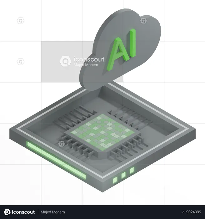 Procesador de arquitectura de chip de nube ai  3D Icon