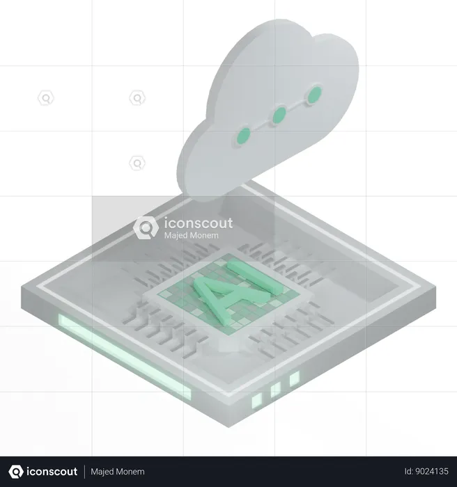 Procesador de arquitectura de chip de nube ai  3D Icon