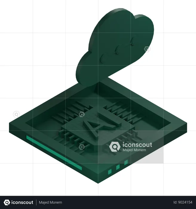 Procesador de arquitectura de chip de nube ai  3D Icon