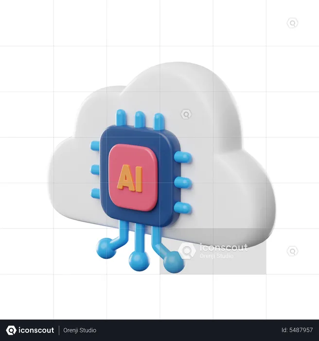 Procesador en la nube  3D Icon