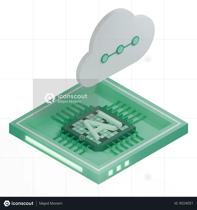 Processador de arquitetura de chip de nuvem ai  3D Icon