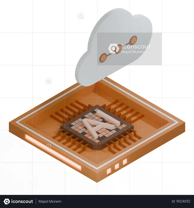 Processador de arquitetura de chip de nuvem ai  3D Icon