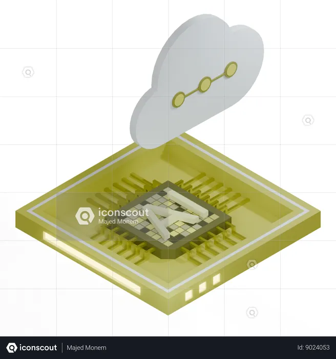 Processador de arquitetura de chip de nuvem ai  3D Icon