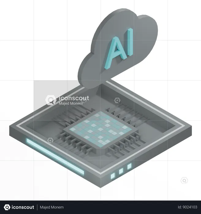 Processador de arquitetura de chip de nuvem ai  3D Icon