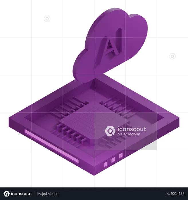 Processador de arquitetura de chip de nuvem ai  3D Icon