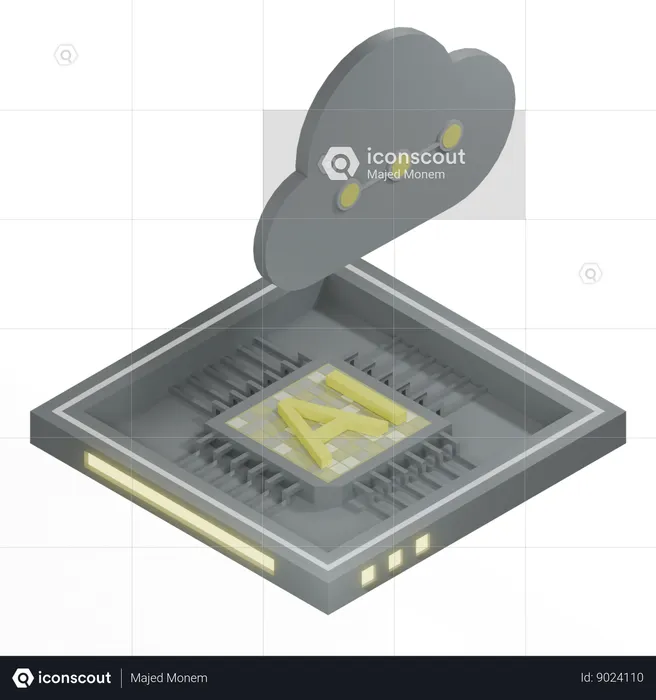 Processador de arquitetura de chip de nuvem ai  3D Icon