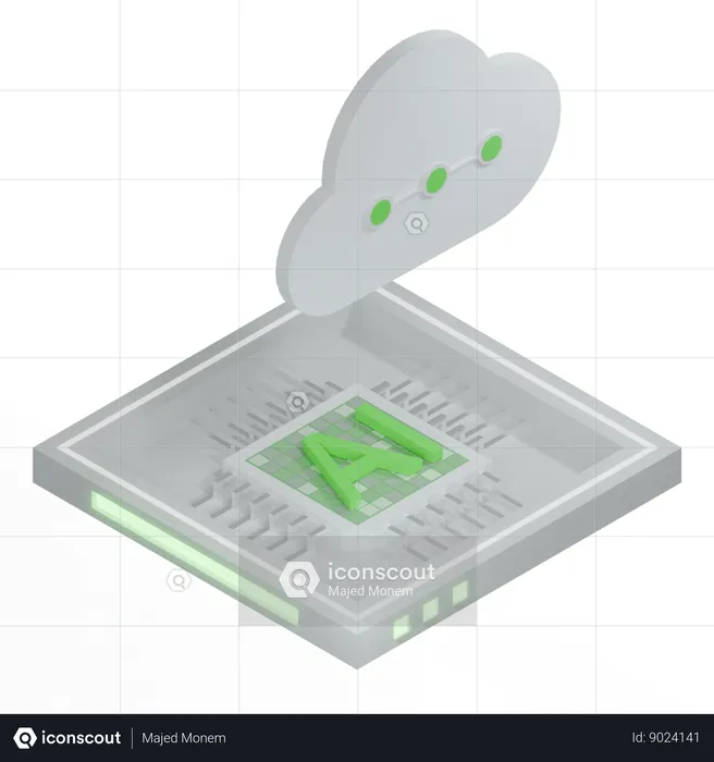 Processador de arquitetura de chip de nuvem ai  3D Icon