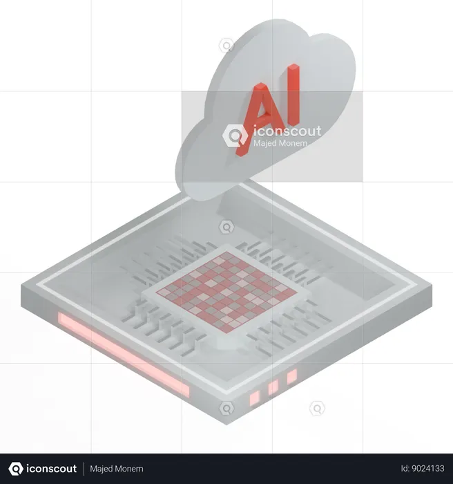 Processador de arquitetura de chip de nuvem ai  3D Icon