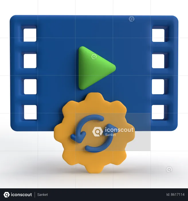 Processamento de vídeo  3D Icon