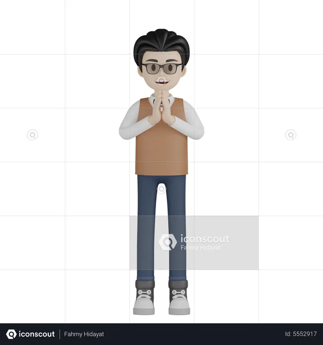 Profesor masculino de pie  3D Illustration
