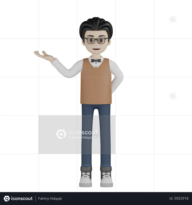 Profesor masculino presentando  3D Illustration