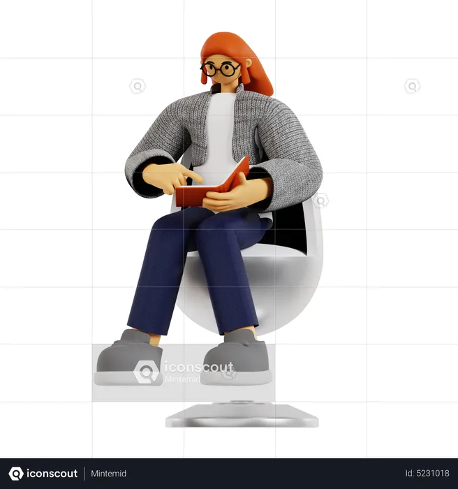 Professeur lisant un livre en position debout  3D Illustration