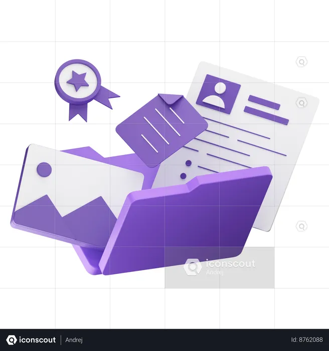 Professional Portfolio With Files And Resume  3D Icon