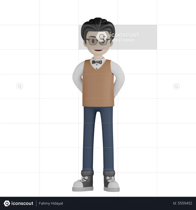 Professor em pé  3D Illustration