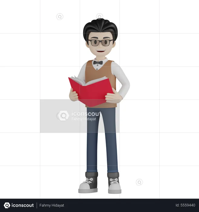 Professor leu livro  3D Illustration