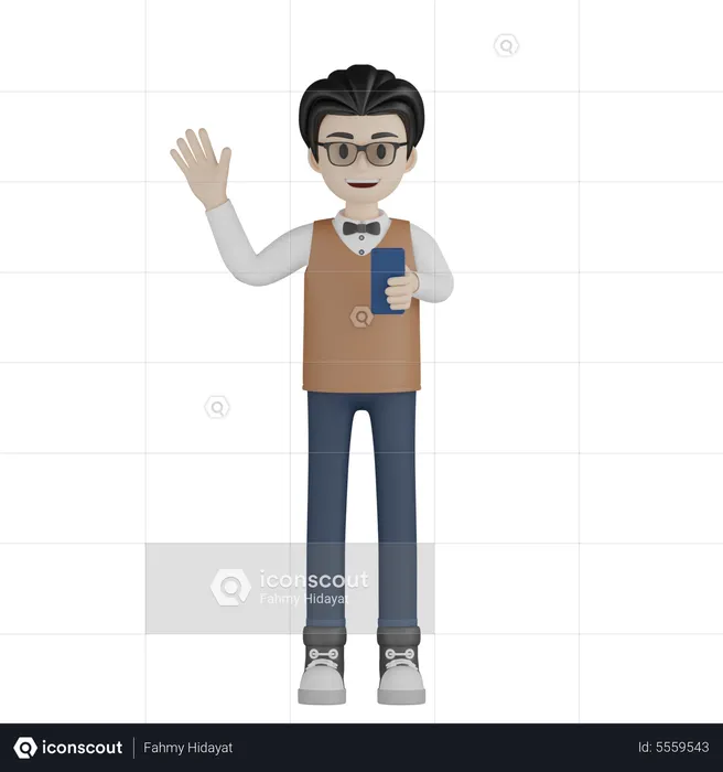 Professor Say Hi  3D Illustration