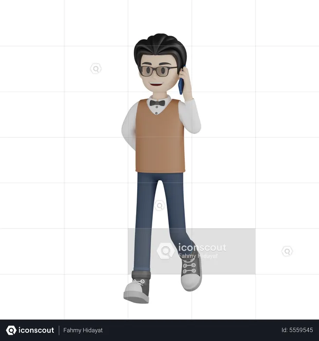 Professor Talking On Phone  3D Illustration