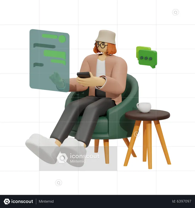 Profiter d'une conversation dans un canapé confortable  3D Illustration