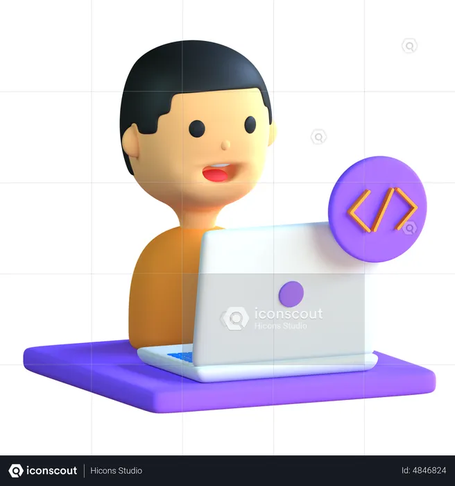 Programador masculino  3D Icon