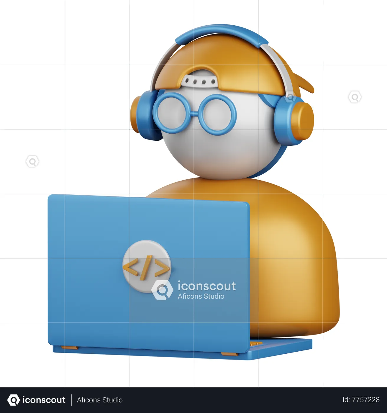 Programmer 3D Icon download in PNG, OBJ or Blend format