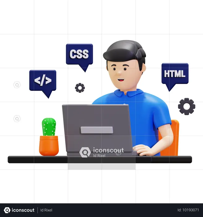 Programmer Doing Coding  3D Illustration