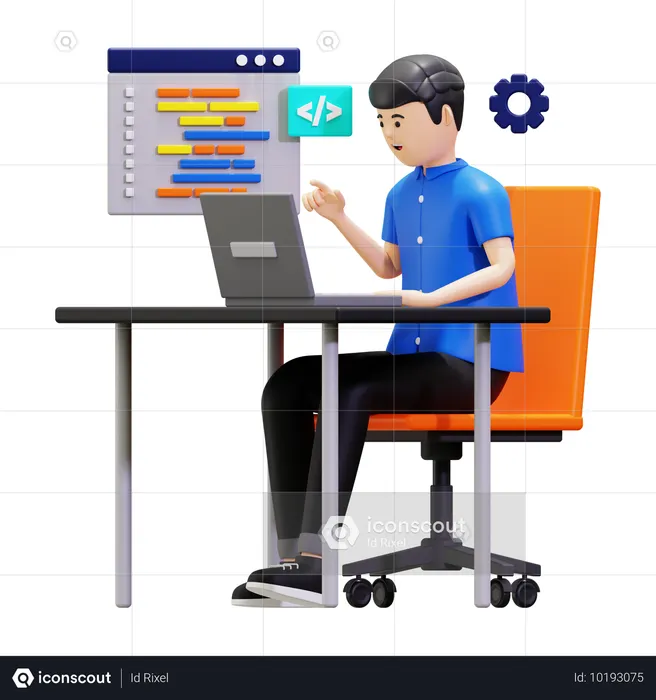 Programmer Doing Website Coding  3D Icon