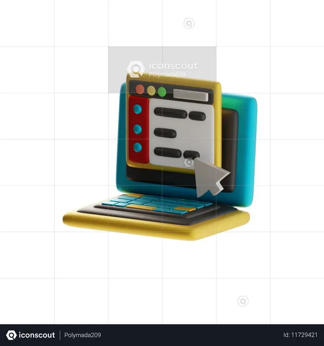 プログラミングアプリのタブインタラクション  3D Icon
