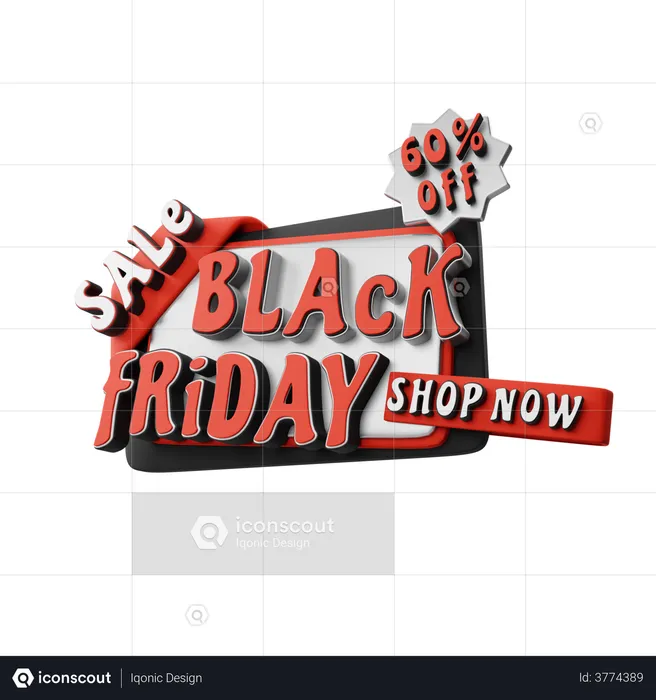 Promoção de sexta-feira negra  3D Illustration