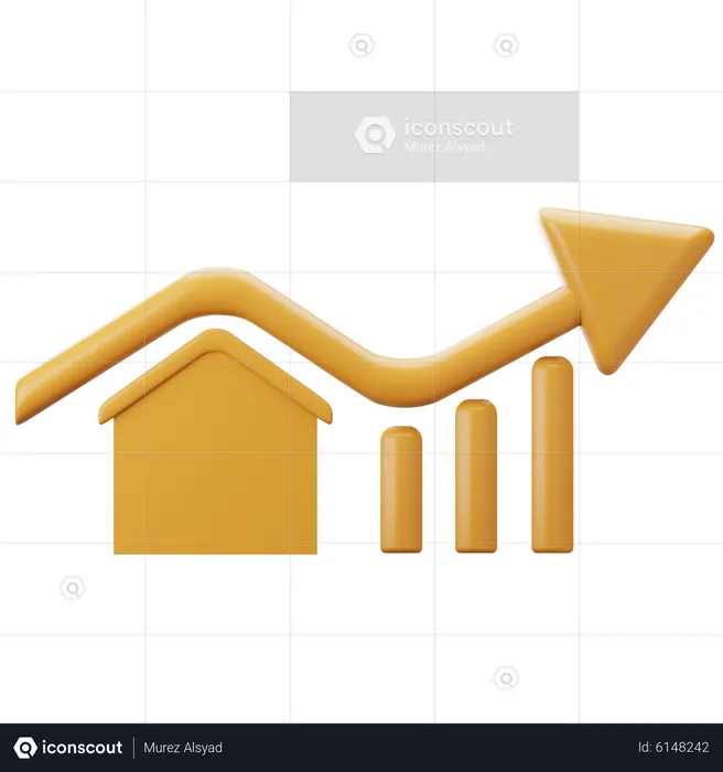 Property Growth Investment  3D Icon