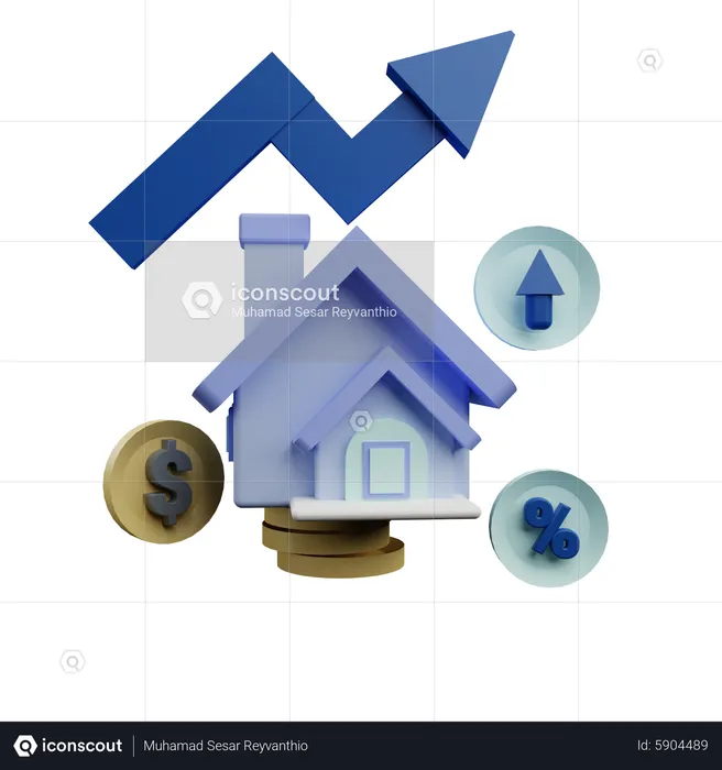 Property Growth Investment  3D Icon