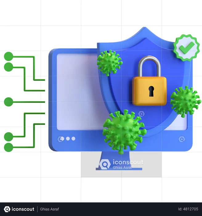 Proteção contra vírus de computador  3D Illustration