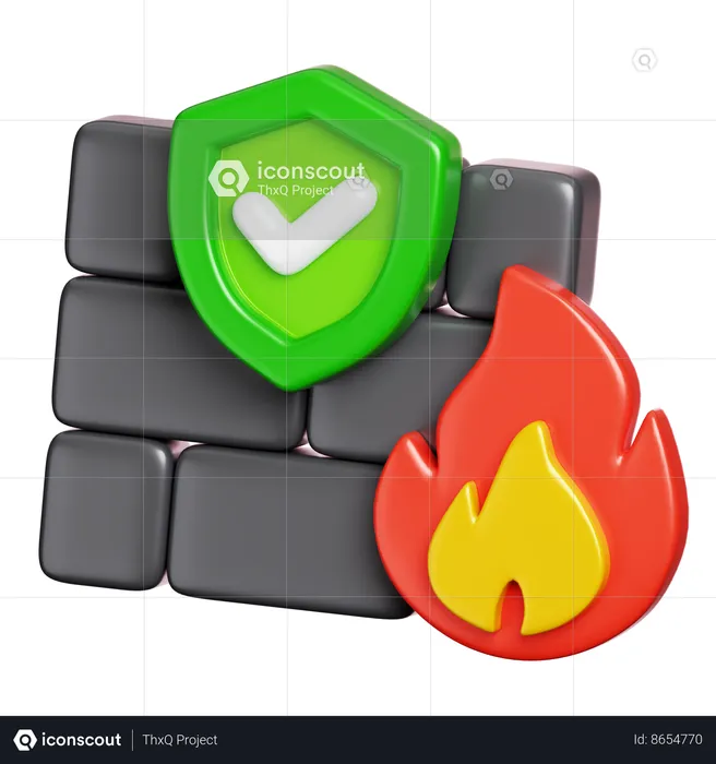 Proteção por firewall  3D Icon