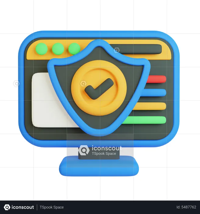 Protección de la computadora  3D Icon