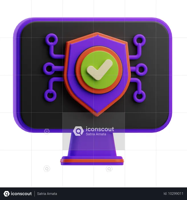 Protección de la computadora  3D Icon