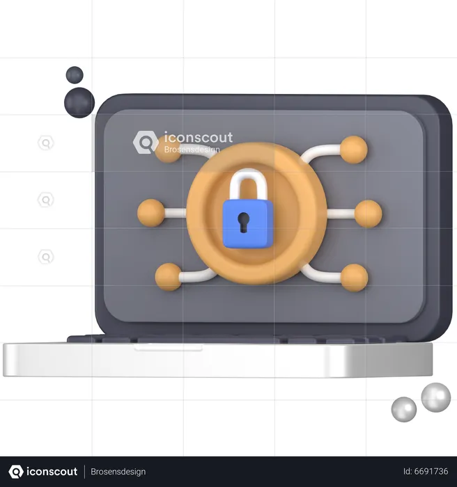 Protected laptop  3D Icon