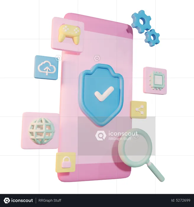 Protected Mobile  3D Illustration