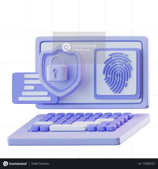 Protection informatique  3D Icon