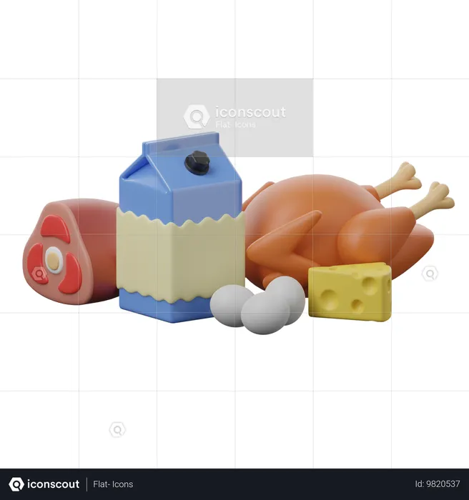 Proteinhaltige Lebensmittel  3D Icon