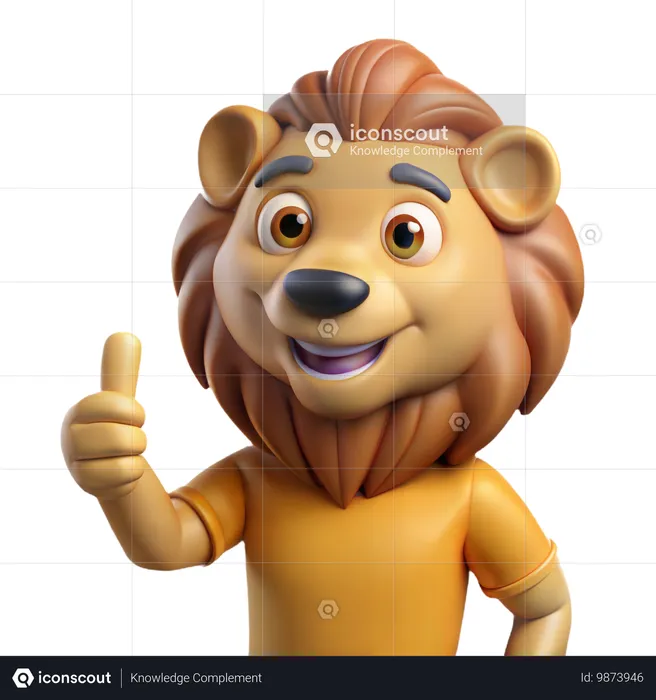 Proud Lion Thumbs Up  3D Icon