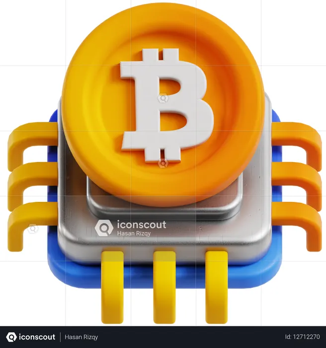 Puce Bitcoin  3D Icon