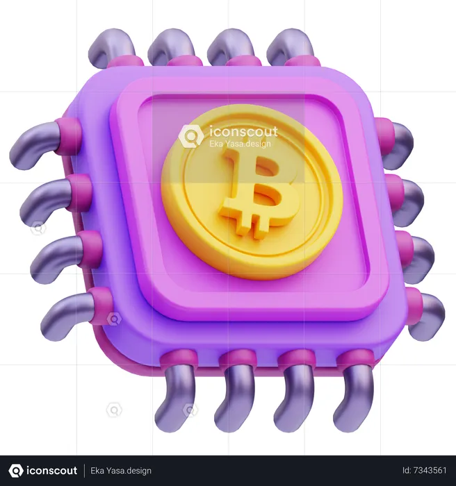 Puce Bitcoin  3D Icon